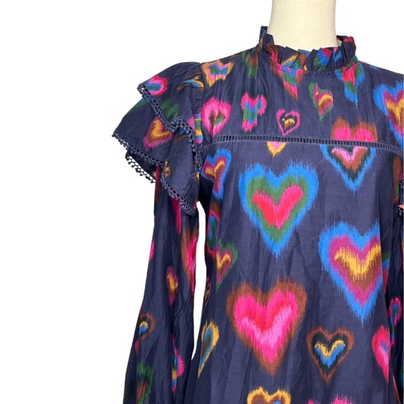 NWOT FARM Rio Multi-Color Heart Mini Dress with Beautiful Detailing (XS) - Picture 3 of 16